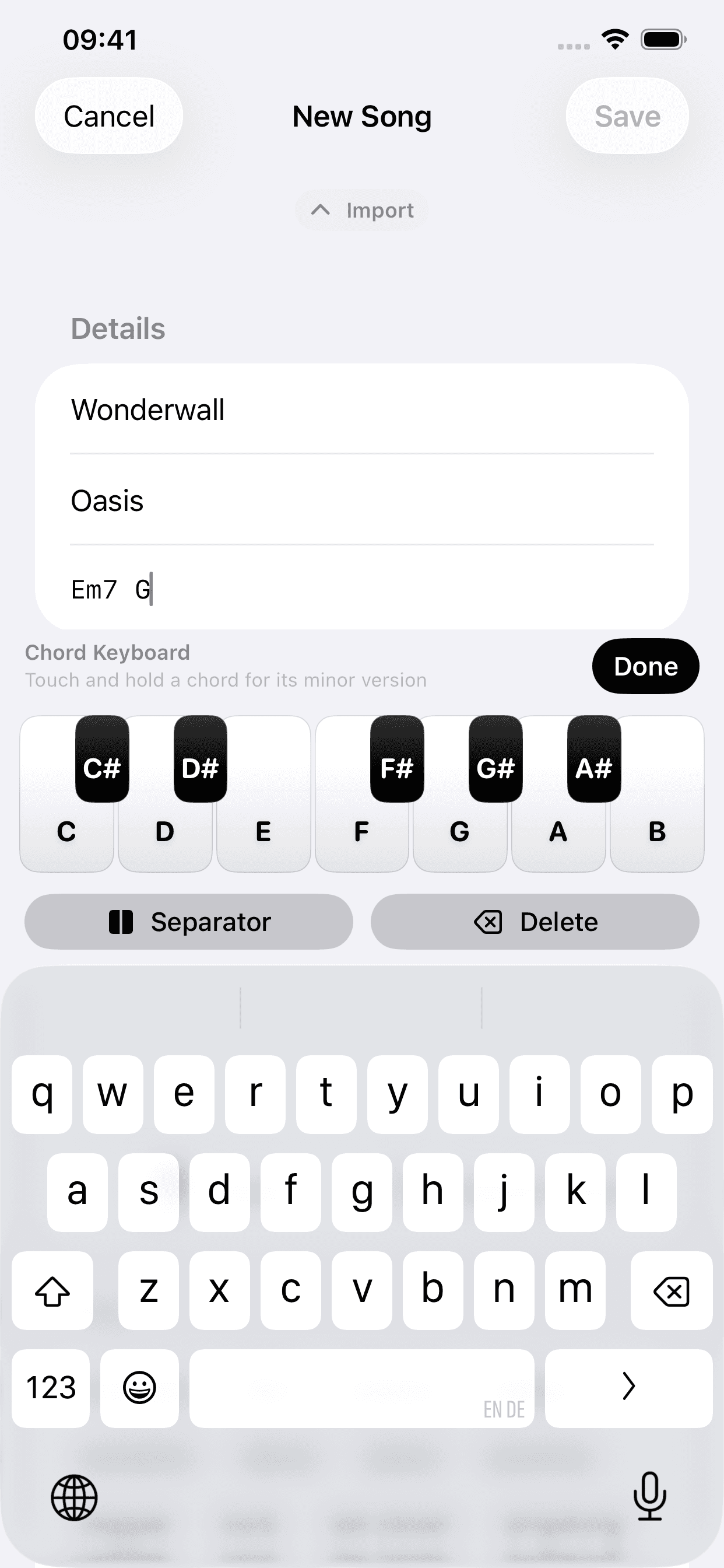 Song editor