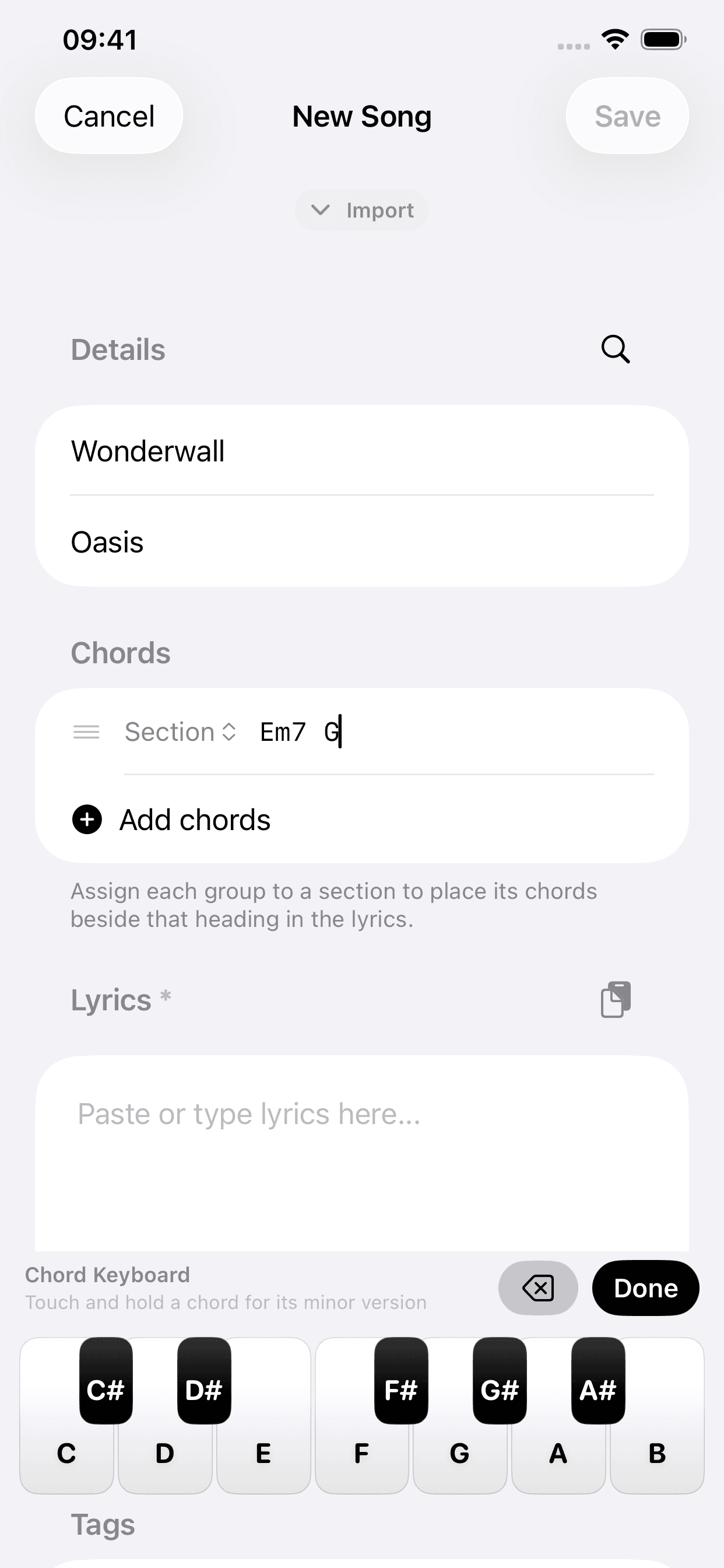 Song editor
