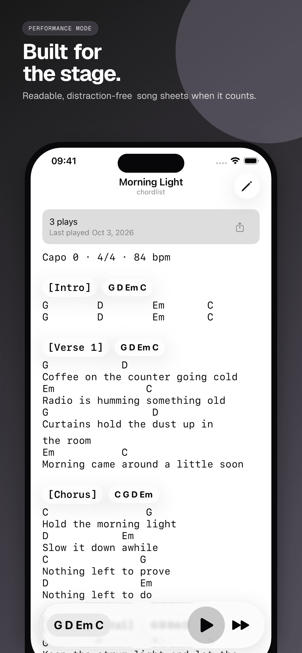 05 · Built for the stage., from the English classic 6.5-inch iPhone App Store screenshot set.