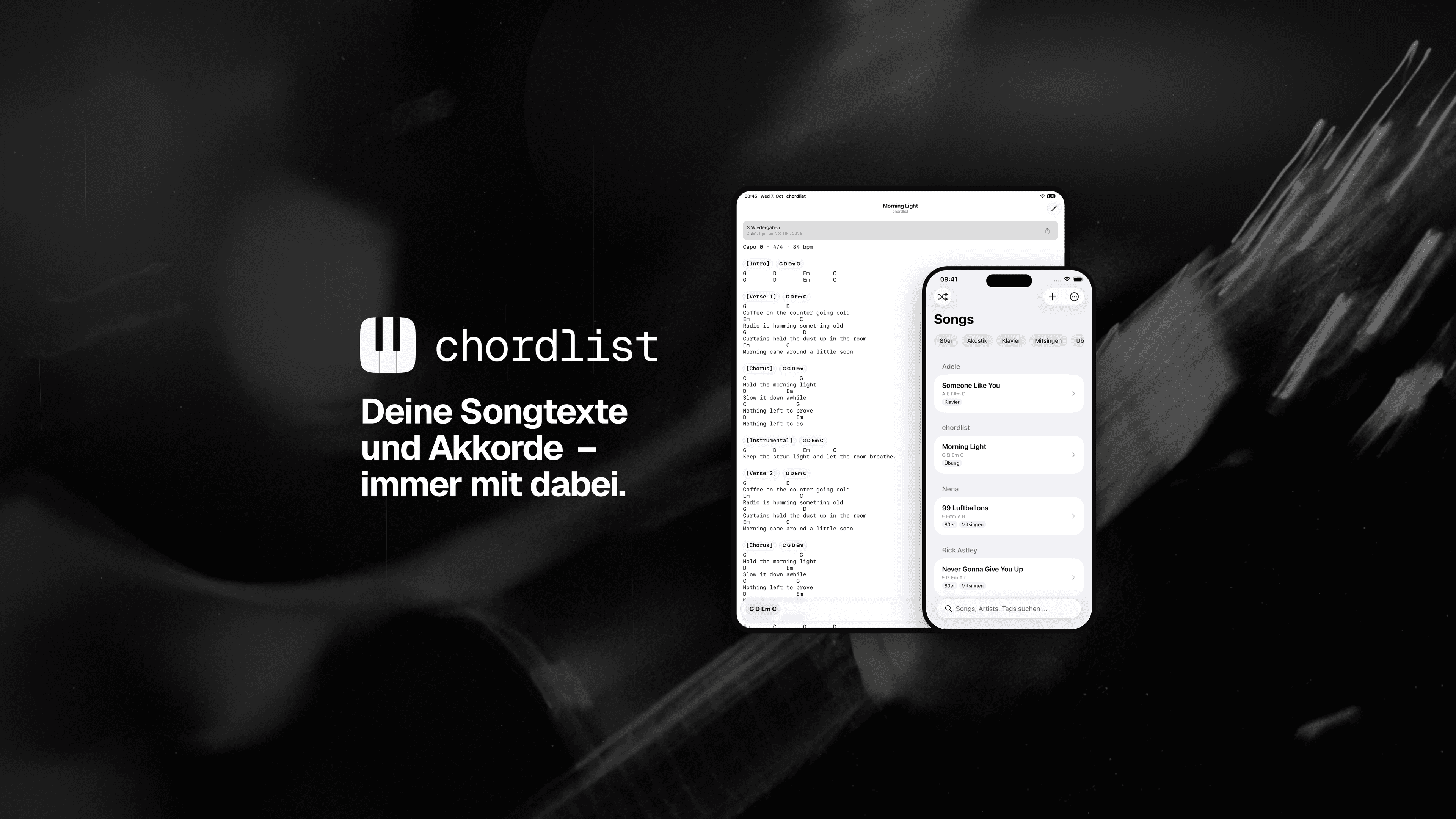 Universal App Store creative asset, German, analog treatment.