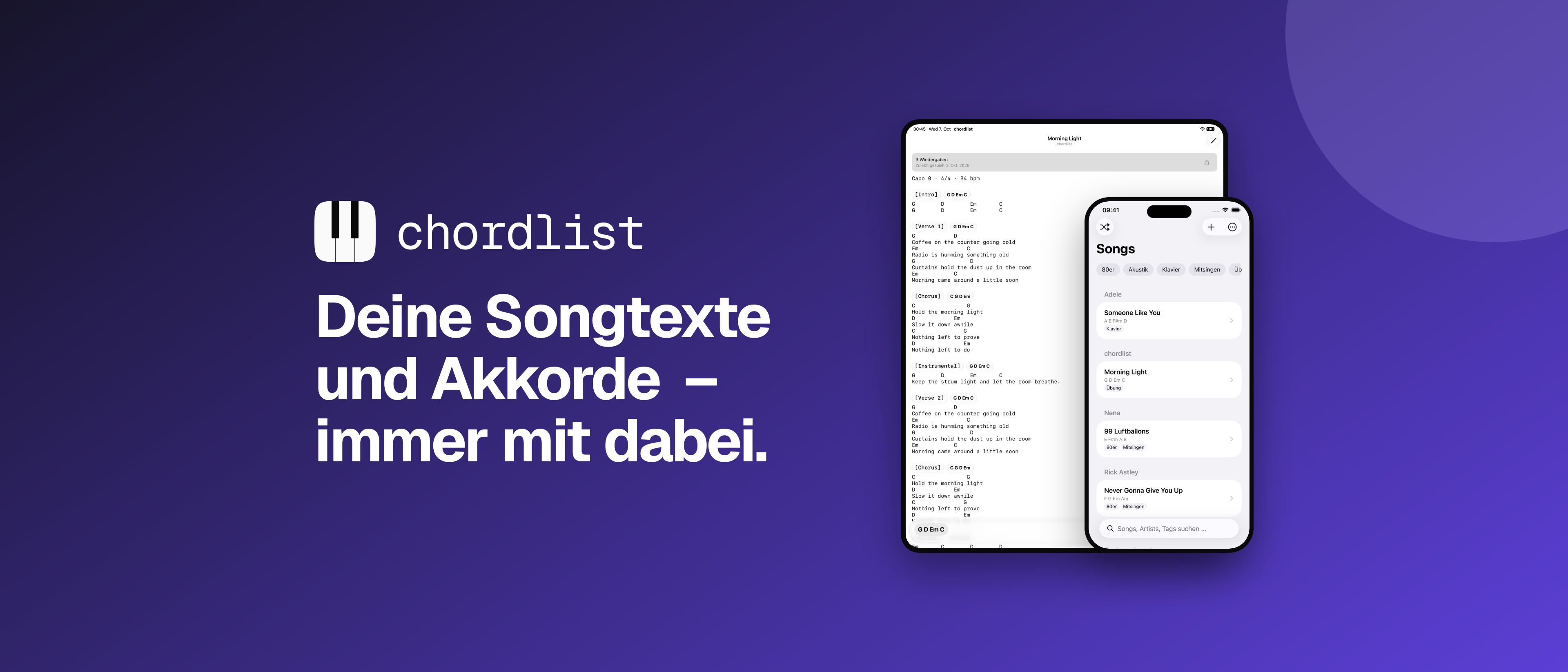 Product page header App Store creative asset, German, classic treatment.