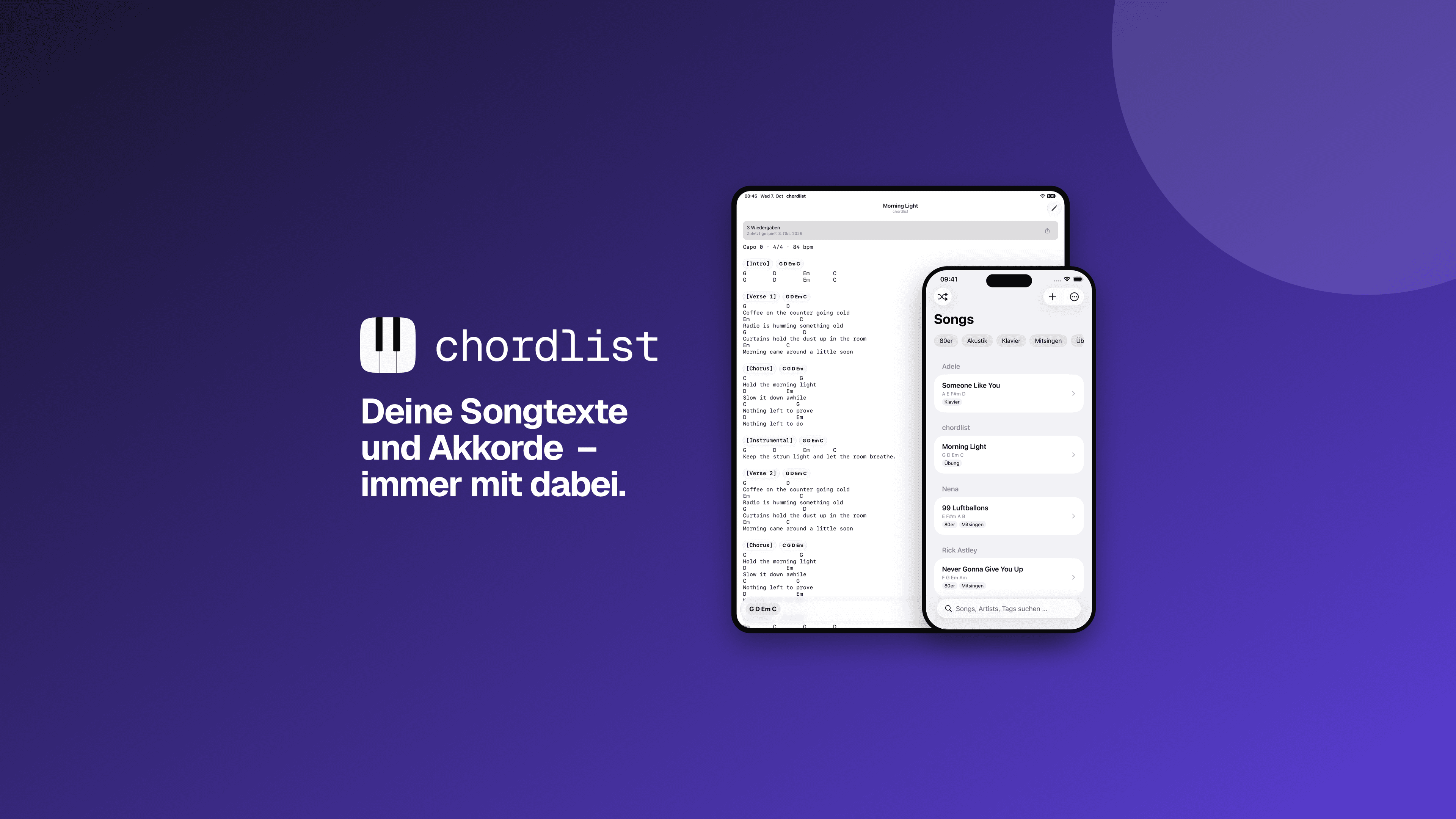 Universal App Store creative asset, German, classic treatment.